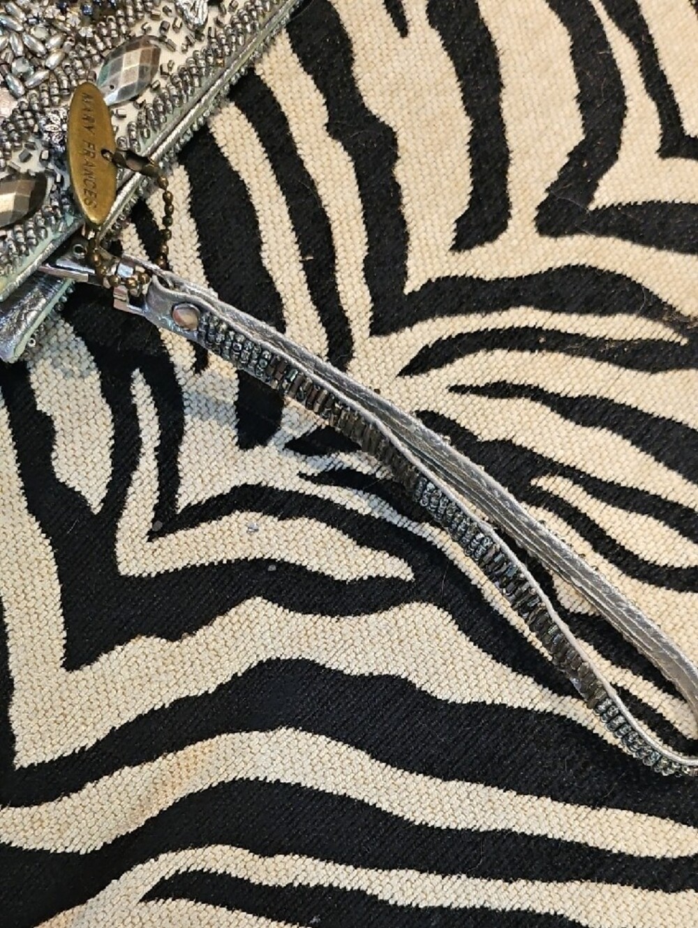 Mary Frances Silver Beaded Evening Clutch - Picture 5 of 5